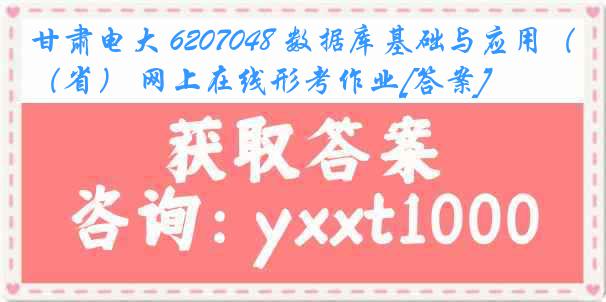 甘肃电大 6207048 数据库基础与应用（省） 网上在线形考作业[答案]