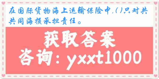 在国际货物海上运输保险中,( )只对共同海损承担责任。