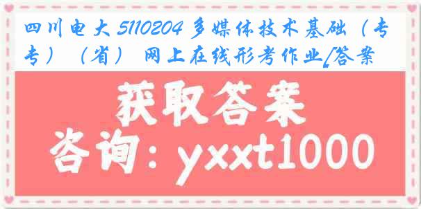 四川电大 5110204 多媒体技术基础（专）（省） 网上在线形考作业[答案]