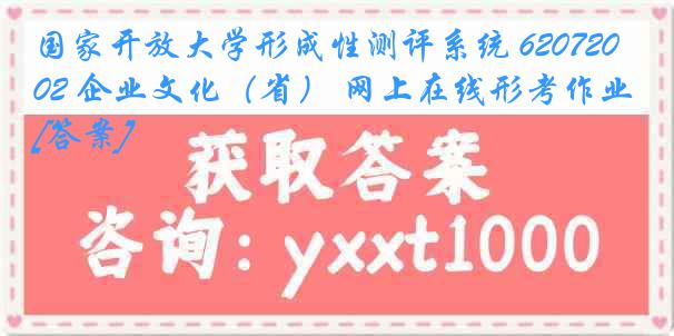 国家开放大学形成性测评系统 6207202 企业文化（省） 网上在线形考作业[答案]