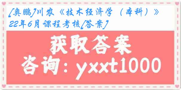 [奥鹏]川农《技术经济学（本科）》22年6月课程考核[答案]