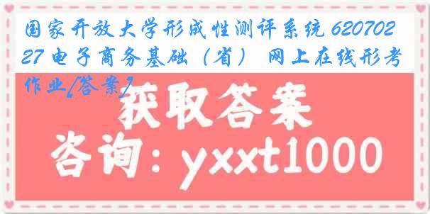 国家开放大学形成性测评系统 6207027 电子商务基础（省） 网上在线形考作业[答案]