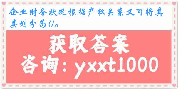 企业财务状况根据产权关系又可将其划分为()。