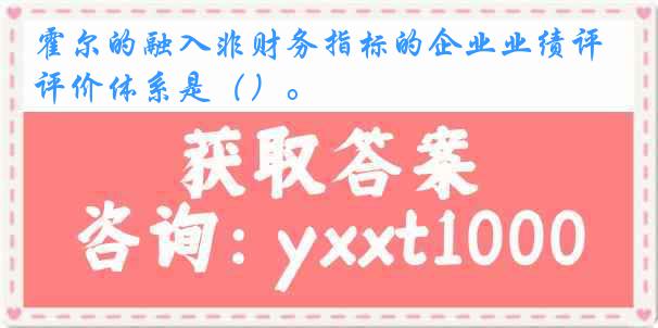 霍尔的融入非财务指标的企业业绩评价体系是（）。