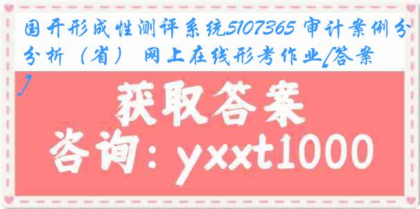 国开形成性测评系统5107365 审计案例分析（省） 网上在线形考作业[答案]