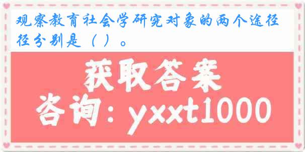 观察教育社会学研究对象的两个途径分别是（ ）。