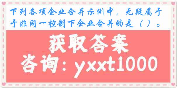 下列各项企业合并示例中，无疑属于非同一控制下企业合并的是（ ）。