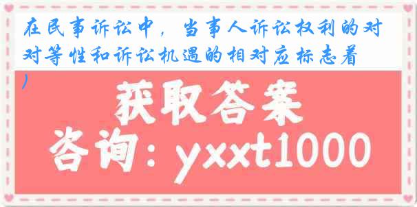 在民事诉讼中，当事人诉讼权利的对等性和诉讼机遇的相对应标志着 ( )