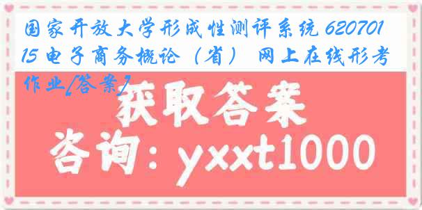 国家开放大学形成性测评系统 6207015 电子商务概论（省） 网上在线形考作业[答案]