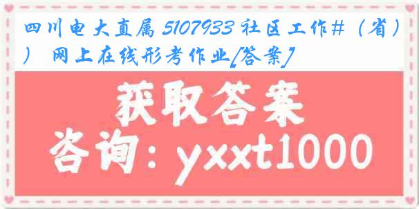 四川电大直属 5107933 社区工作#（省） 网上在线形考作业[答案]