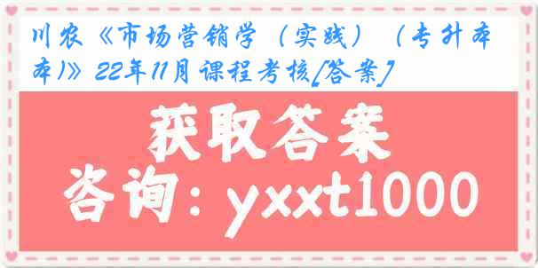 川农《市场营销学（实践）（专升本)》22年11月课程考核[答案]