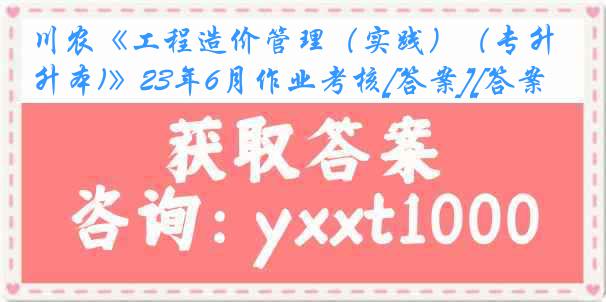 川农《工程造价管理（实践）（专升本)》23年6月作业考核[答案][答案]