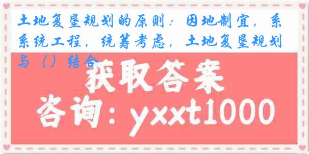 土地复垦规划的原则：因地制宜，系统工程，统筹考虑，土地复垦规划与（）结合