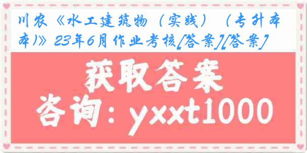 川农《水工建筑物（实践）（专升本)》23年6月作业考核[答案][答案]