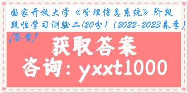 国家开放大学《管理信息系统》阶段性学习测验二(20分)（2022-2023春季）[答案]