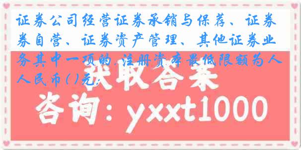 证券公司经营证券承销与保荐、证券自营、证券资产管理、其他证券业务其中一项的,注册资本最低限额为人民币( )元;