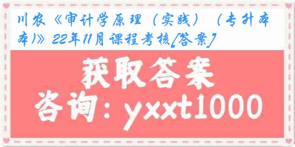 川农《审计学原理（实践）（专升本)》22年11月课程考核[答案]