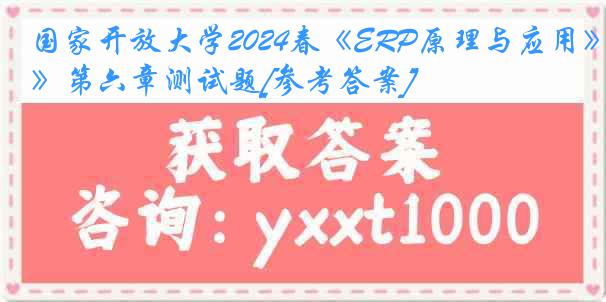 国家开放大学2024春《ERP原理与应用》第六章测试题[参考答案]